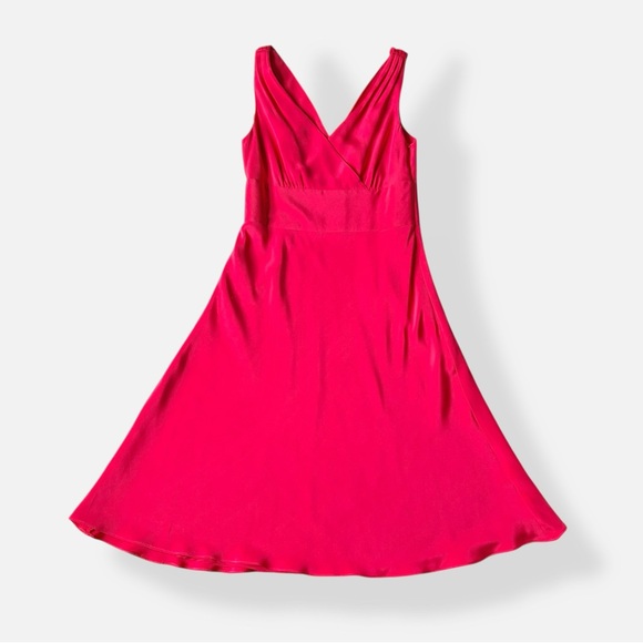 J. Crew Bright Pink Satin Silk Dress Y2K Size 4 - Picture 6 of 11